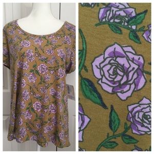 LuLaRoe | Mustard and Purple Rose Floral Classic T